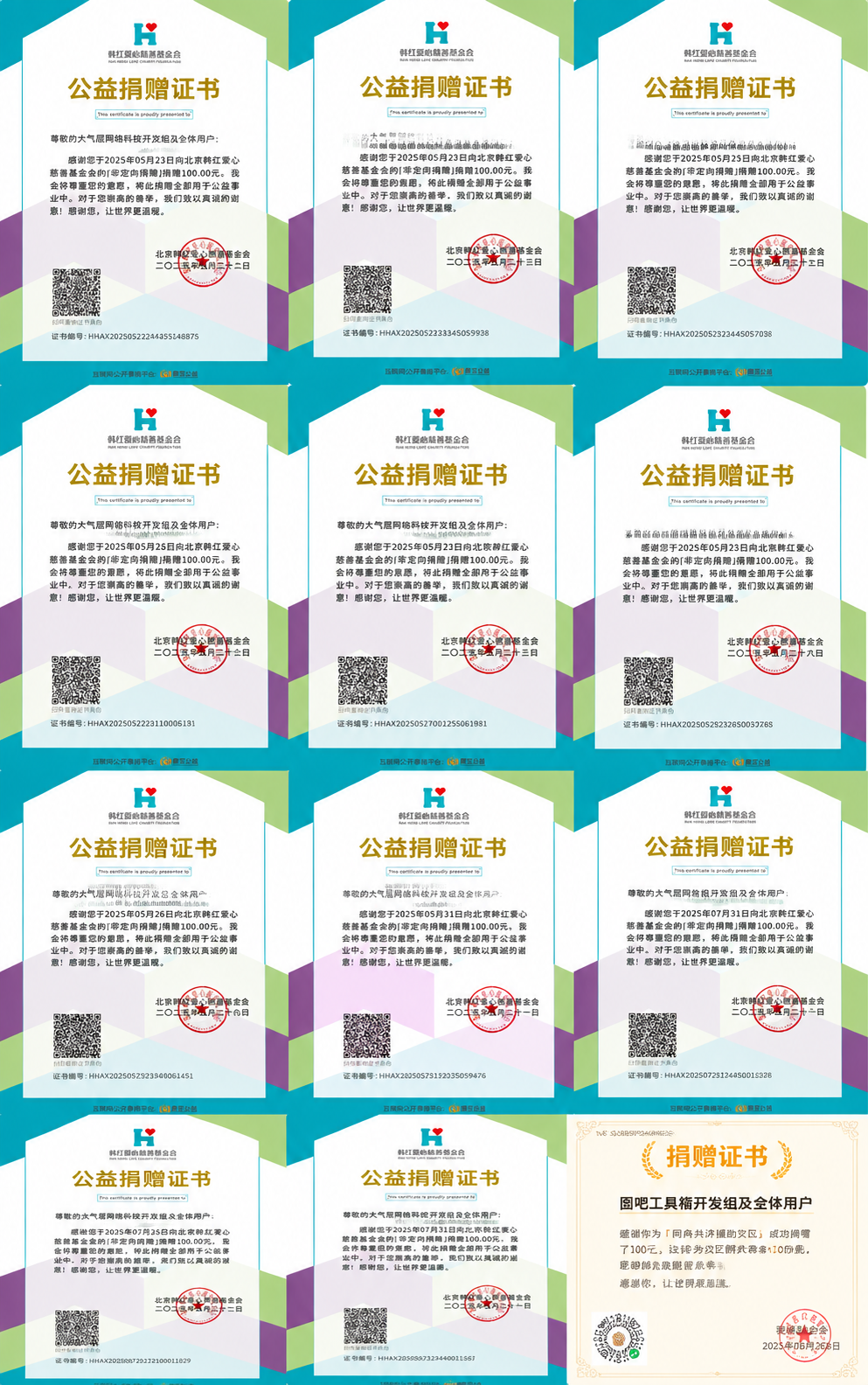 捐赠证书13