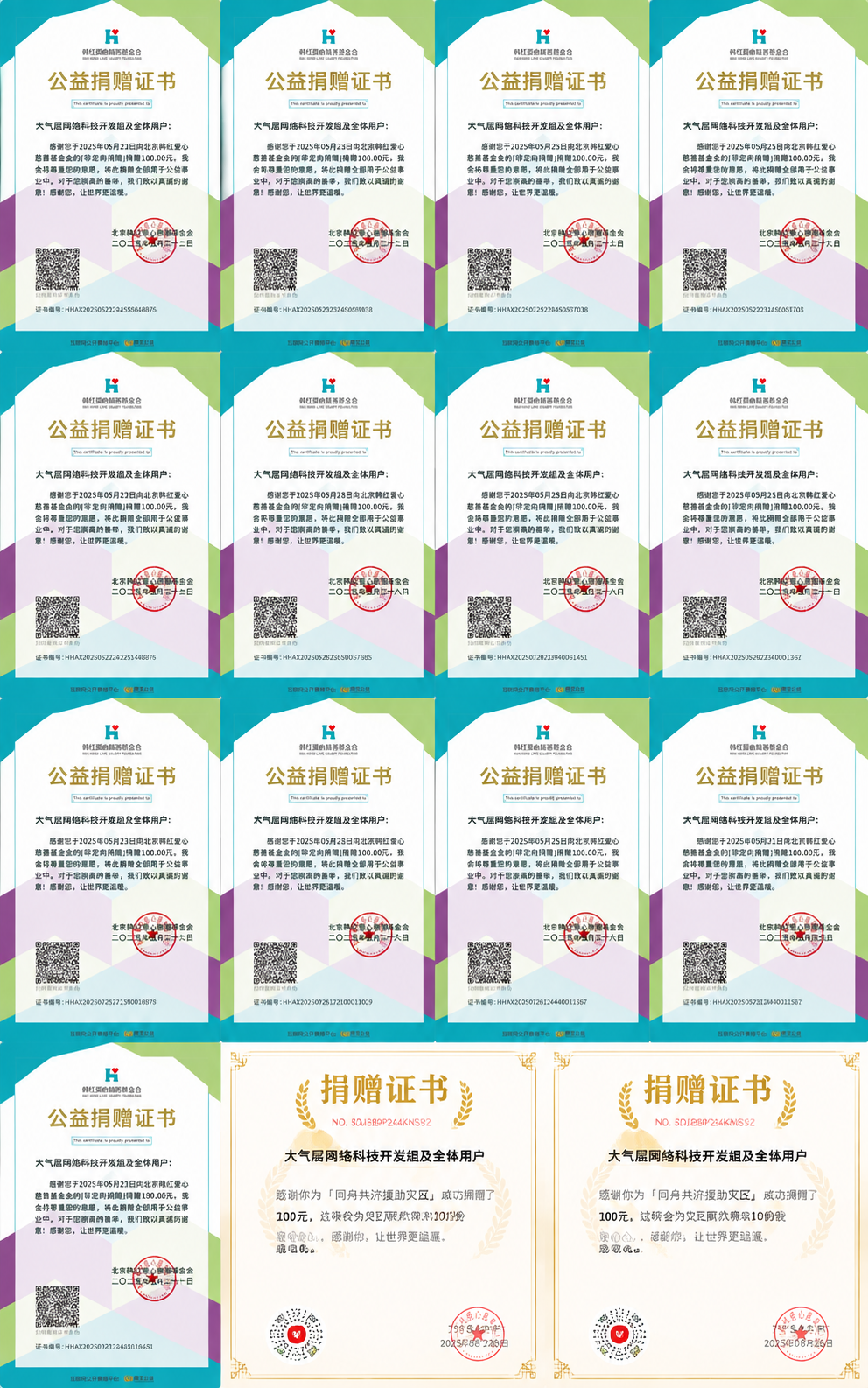 捐赠证书6